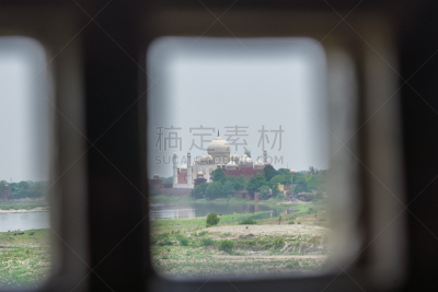 泰姬陵,拉凡他那石拱,阿格拉城堡,看,纪念碑,天空,陵墓,水平画幅,建筑,宫殿