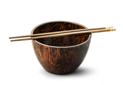 木制,筷子,碗,分离着色,餐具,空白的,饮食,褐色,水平画幅,无人