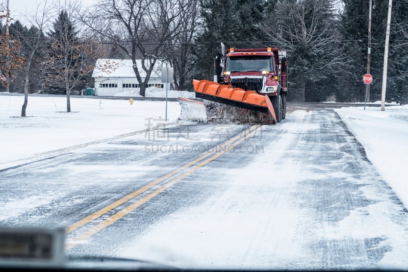 扫雪车,冻结的,卡车,冬天,风,乡村路,路盐,石盐,罗切斯特,雪水