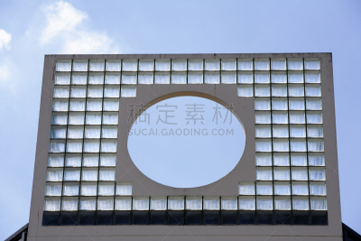 墙,玻璃,格格不入,鹿特丹,天空,圆形,洞,水平画幅,建筑,无人