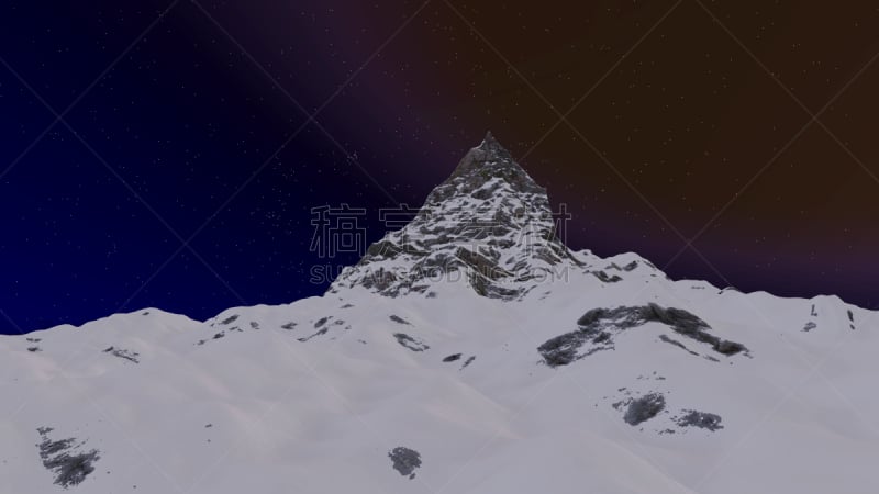 夜晚,大风雪,三维图形,山顶,天空,星系,星星,雪,绘画插图,星云