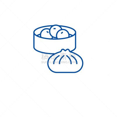 平坦的,绘画插图,矢量,标志,饺子,馄饨,线图标,轮廓,概念,图标