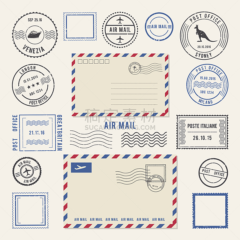 航空邮件,邮戳,橡皮章,矢量,绘画插图,文字,古董,明信片,邮件,疤