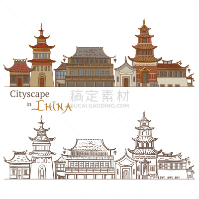建筑,国内著名景点,计划书,肖像,著名景点,太阳穴,铅笔画,东亚,瓦,屋顶
