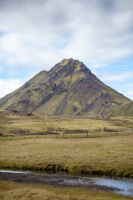 火山地形,兰德玛纳,冰岛国,垂直画幅,水,天空,美,苔藓,夏天,户外