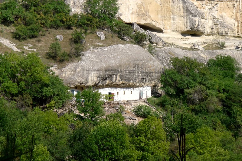 洞窟修道院,常春藤,东正教,建筑物门,克里米亚,岩石,2015年,建筑