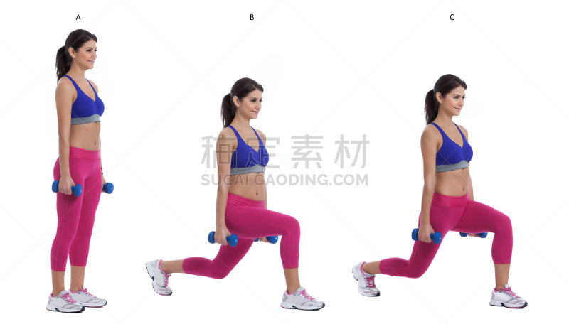 弓步,哑铃,循环训练法,手哑铃,健身课程,交叉训练,水平画幅,人类肌肉,白人,培训课