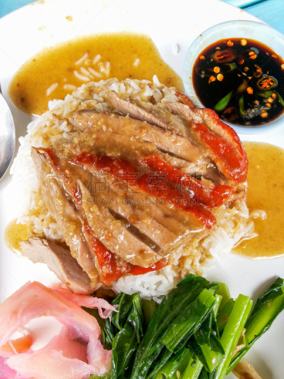 蒸菜,米,红色,烤鸭,垂直画幅,格子烤肉,煮食,无人,膳食,特写