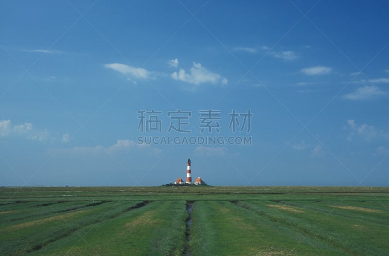 灯塔楼,万斯特尔海沃尔灯塔,天空,水平画幅,无人,户外,草,白色,宽的,农业