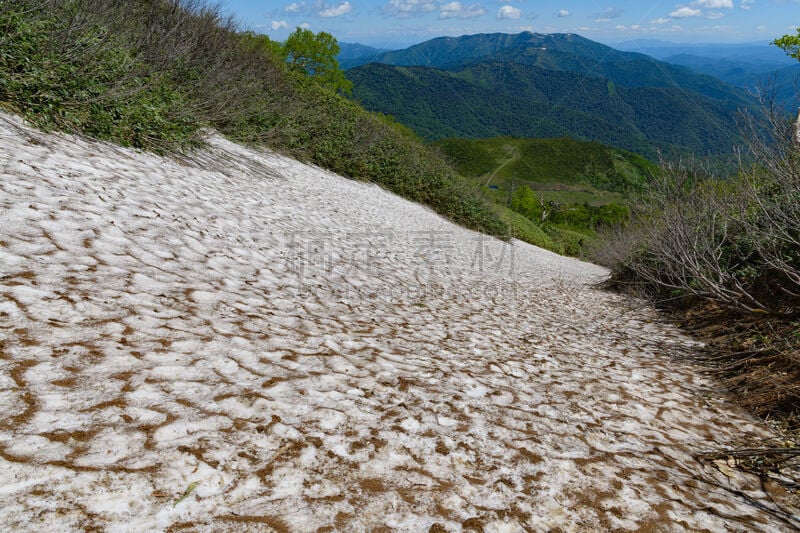 雪,山,山谷,自然,六月,御岳山,水平画幅,地形,无人,日本