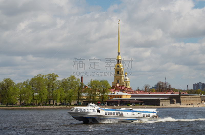 都市风景,圣徒彼得和保罗城堡,太空魔窟,涅瓦河,天空,水平画幅,建筑,无人,蓝色