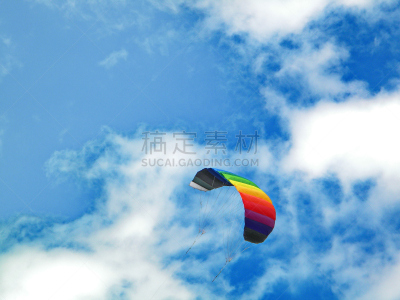 高崖跳伞,管道,潘多拉,风筝,圣卡塔琳娜,天空,休闲活动,水平画幅,绿色,蓝色
