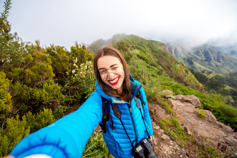 戈梅拉,女人,山,岛,金丝雀,水,天空,旅行者,北美歌雀,青年人