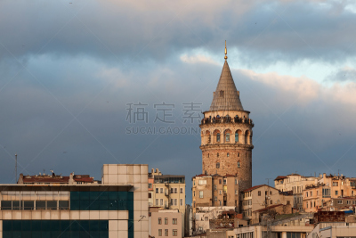 加拉太塔,热那亚人,贝伊奥卢,近景,城市生活,土耳其,伊斯坦布尔,著名景点,住宅内部,2015年