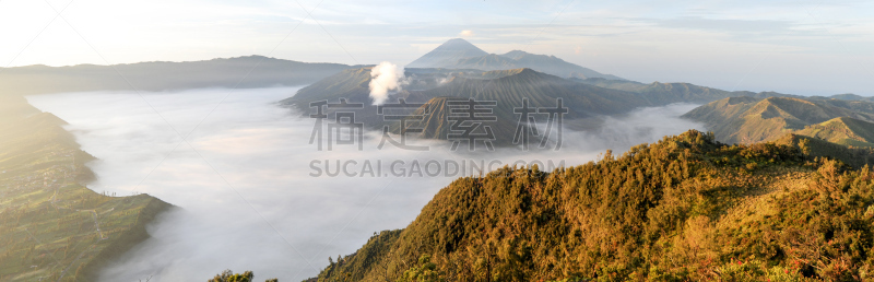 婆罗摩火山,bromo-tengger-semeru national park,火山,滕格尔火山,东爪哇,水平画幅,无人,早晨,户外,山