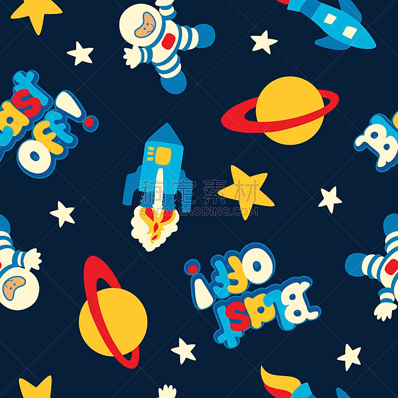 四方连续纹样,可爱的,太空,图像,火箭,太空行走,矢量,行星,俄罗斯宇航员,宇航员