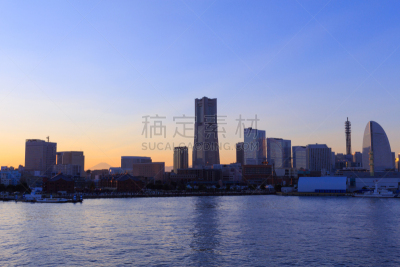 横滨,日本,黄昏,居住区,横滨地标大厦,富士山,天空,美,水平画幅,夜晚