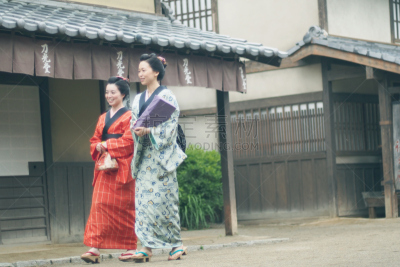和服,日本人,女人,木屐,电影集,江户时代,瓦,京都市,古典式,商店