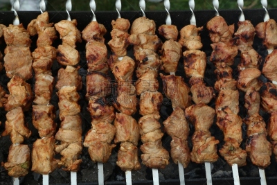 格子烤肉,肉,羊肉串,沙茶酱,烧烤鸡,石南花,煎鸡肉,烤肉餐,羊羔,煤