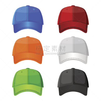 棒球帽,多色的,白色背景,分离着色,运动竞赛,高雅,棒球服,脸盔,棒球头盔,鸭舌帽