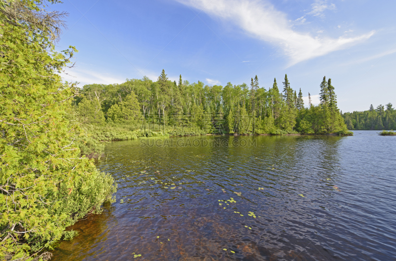 湖,宁静,树林,海湾,北,马蹄铁湖,boundary waters canoe area,明尼苏达,水,天空