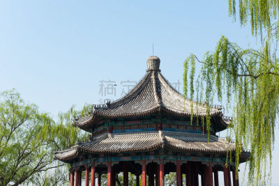 亭台楼阁,远古的,东方石景花园,天空,公园,水平画幅,昆明湖,无人,夏天,户外