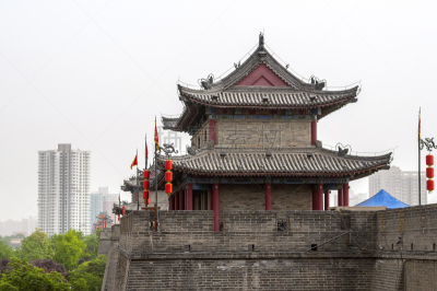 西安,围墙,要塞,了望塔,陕西省,古代,美,水平画幅,无人,传统