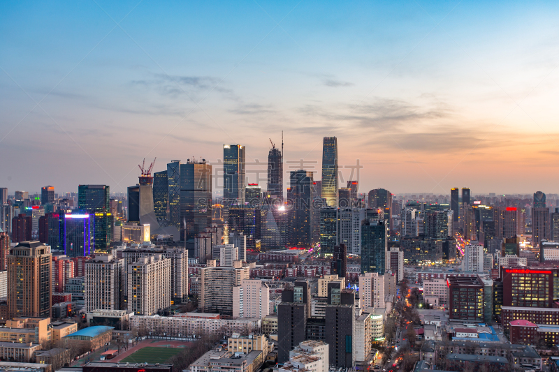 北京cbd,拥挤的房子,中央电视塔,天空,水平画幅,高视角,夜晚,无人,户外,都市风景