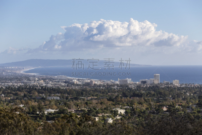 加利福尼亚,圣莫尼卡海滩,水平画幅,无人,洛杉矶县,户外,都市风景,山,著名景点,太平洋帕利塞德