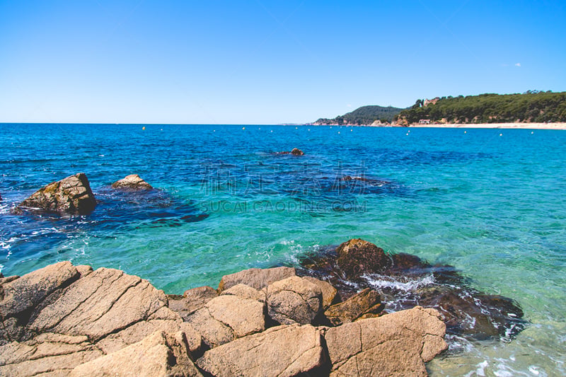 海滩,加泰隆尼亚,地形,风景,色彩鲜艳,滨海略雷特,盐滩,地中海,赫罗纳省,水