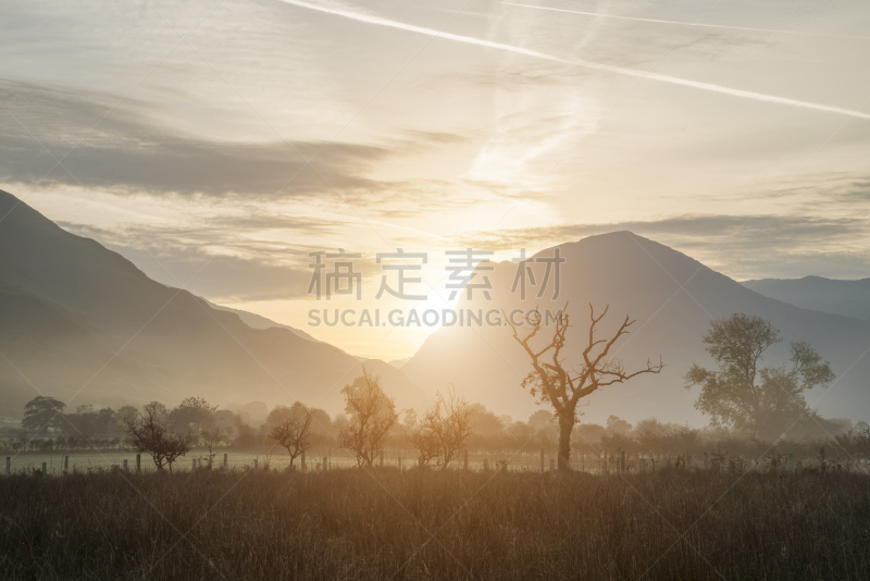 雾,在上面,冬天,宏伟,,科鲁摩克湖,英格兰湖区,坎布里亚,环境,云