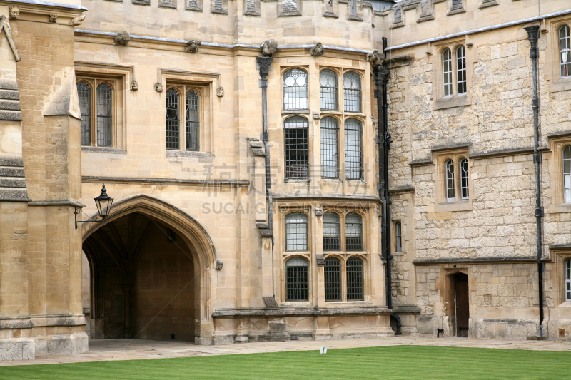 牛津大学,牛津,草坪,偏远的,建筑外部,密歇根州牛津,图像,石灰石,中世纪时代,无人