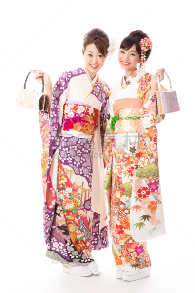 长袖和服,美女,白色背景,分离着色,女人,衣服,和服腰带,垂直画幅,注视镜头,美人