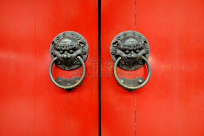 过去,门,红色,古董,门把手,水平画幅,风化的,衰老过程,古老的,黄铜