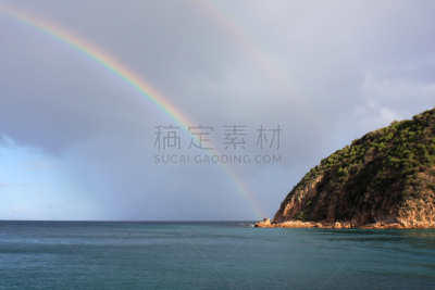 彩虹,自然,暴风雨,悬崖,水平画幅,无人,色彩鲜艳,尤勒尔迈角,维多利亚,维多利亚州