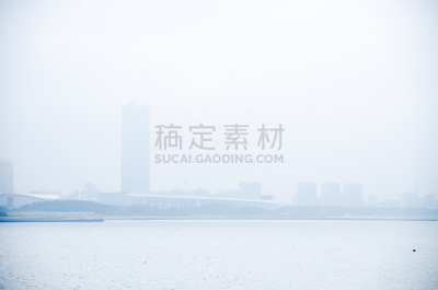 幕张市,日本,海洋,船桥,东京湾,雾,海岸线,有包装的,水平画幅,地形