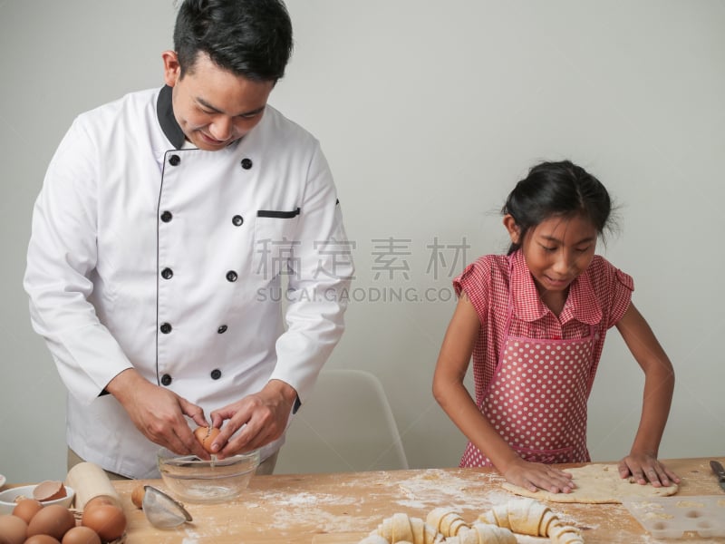 女孩,生活方式,牛角面包,知识,亚洲,概念,食品加工厂,专业人员,部分,泰国