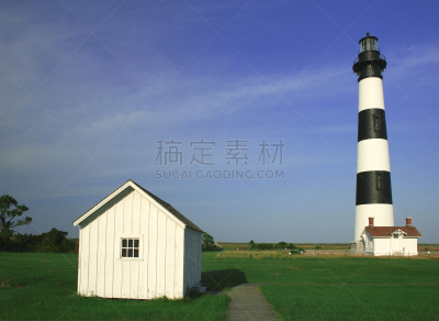 灯塔楼,老马海滩,天空,北卡罗来纳,领导能力,水平画幅,无人,户外,草,方向