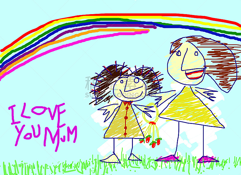 涂料,母亲,儿童,彩虹,艺术,水平画幅,缅因州,单身母亲,女儿