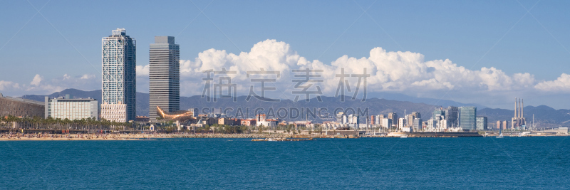 滨水,巴塞罗那,艺术旅馆,密夫大楼,小巴塞罗那海滩,水平画幅,无人,户外,都市风景,海滩