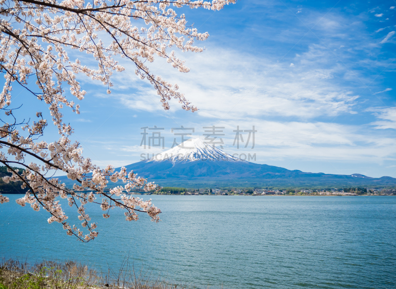 富士山,天空,山,蓝色,日本,富士河口湖,自然美,旅行者,美,水平画幅