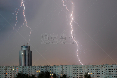 雷雨,房屋,在上面,天空,暴风雨,冬季运动,水平画幅,夜晚,无人,曲棍球