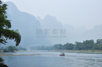 山,河流,风景,喀斯特,水,天空,美,水平画幅,美人,夏天