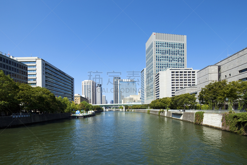 中之岛,城镇景观,水平画幅,无人,日本,城市,大阪府,都市风景,摄影