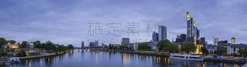 河岸,全景,黄昏,金融区,法兰克福,日本中心,萨克森豪森,德意志银行大楼,美茵塔,德累斯顿银行
