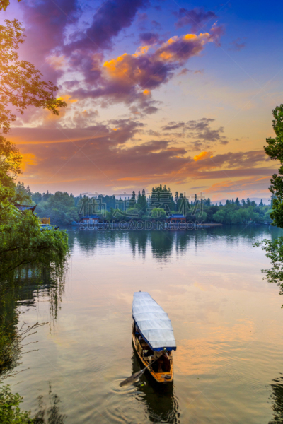 杭州,风景,俄亥俄河,西湖,垂直画幅,水,天空,夏天,光,湖