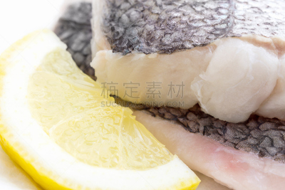 柠檬,皮肤,肉片,大特写,无须鳕鱼,水平画幅,无人,生食,膳食,海产