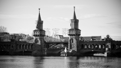 桥,德国,斯普利河畔,friedrichshain,克莱斯博格,施普河,水,水平画幅,无人,古老的