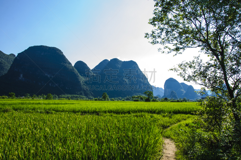 喀斯特,山,风景,玉龙雪山,遇龙河,阳朔,云南省,桂林,天空,水平画幅