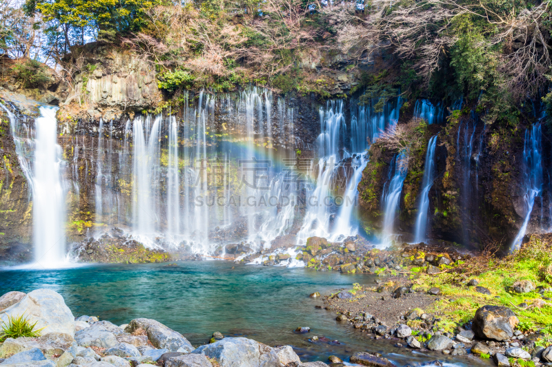 瀑布,przewalski,彩虹,shiraito falls,自然,水平画幅,无人,日本,湿,户外